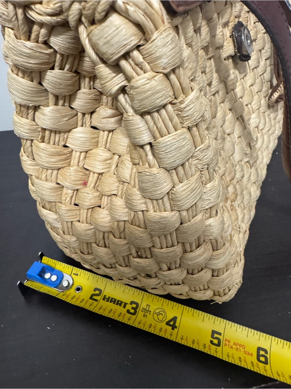 VTG Brighton Ruth Woven Straw Leather Dr Satchel Purse EUC - Picture 11 of 11